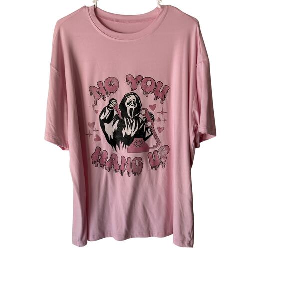 No You Hang Up Shirt Extra Large Pink Horror Movie Scream Halloween Shirt - Picture 1 of 6